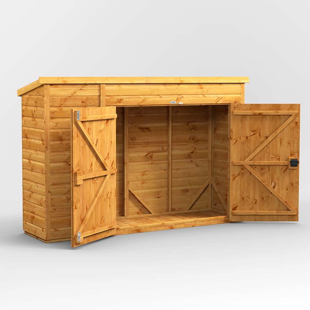 8x2 Power Wooden Bike Store - Pent Roof