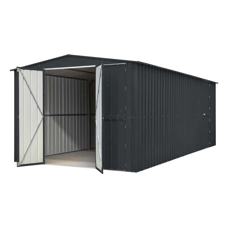 Globel Metal 10x15 Garage with Double Hinged Doors