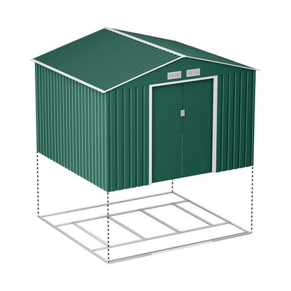 Lotus Orion 9x8 Apex Green Metal Shed With Foundation Kit