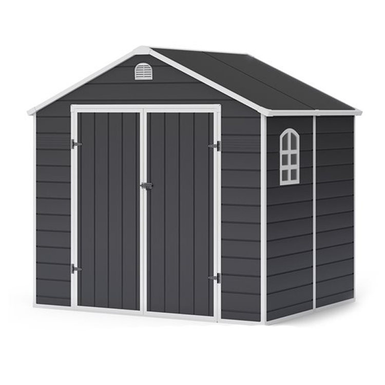 Lotus Sono 8x6 Apex Plastic Garden Storage Shed Including Foundation Kit Grey