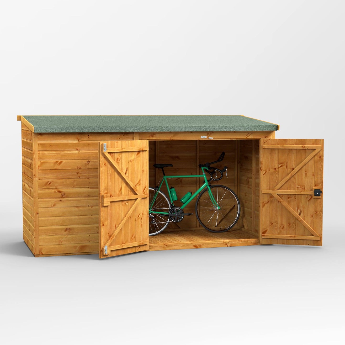 10x3 Power Wooden Bike Store - Pent Roof