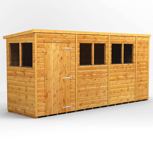 14x4 Power Tongue & Groove Pent Shed