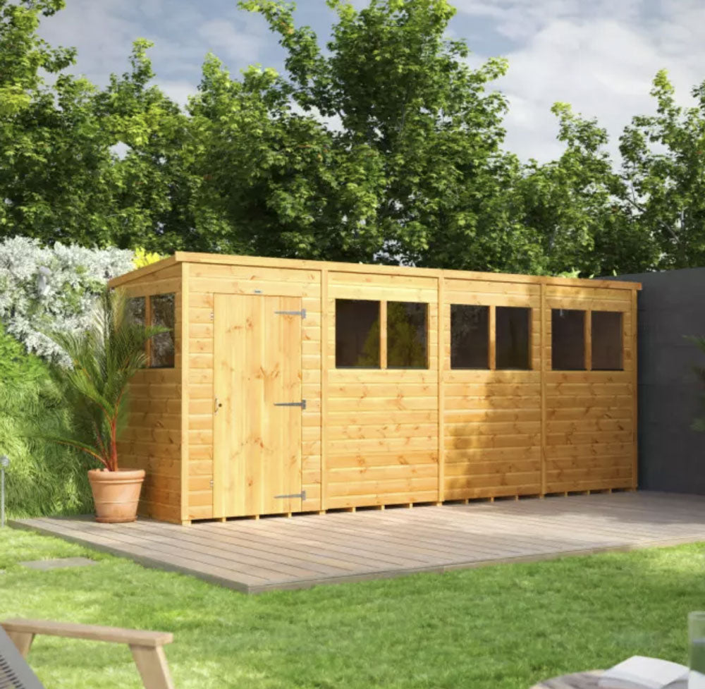 16x4 Power Tongue & Groove Pent Shed