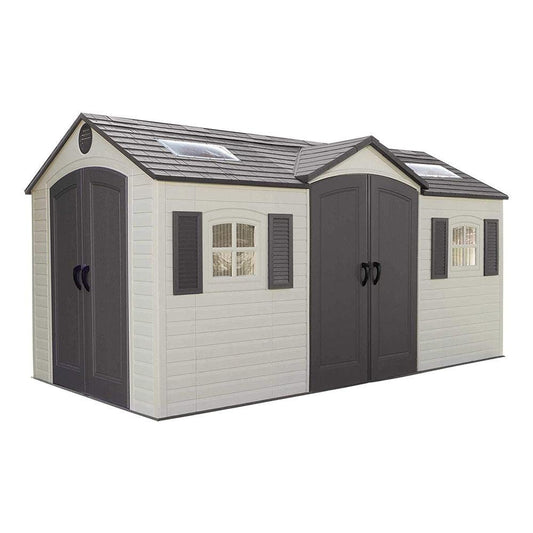 Lifetime 15x8 Dual-Entrance Heavy-Duty Plastic Garden Shed