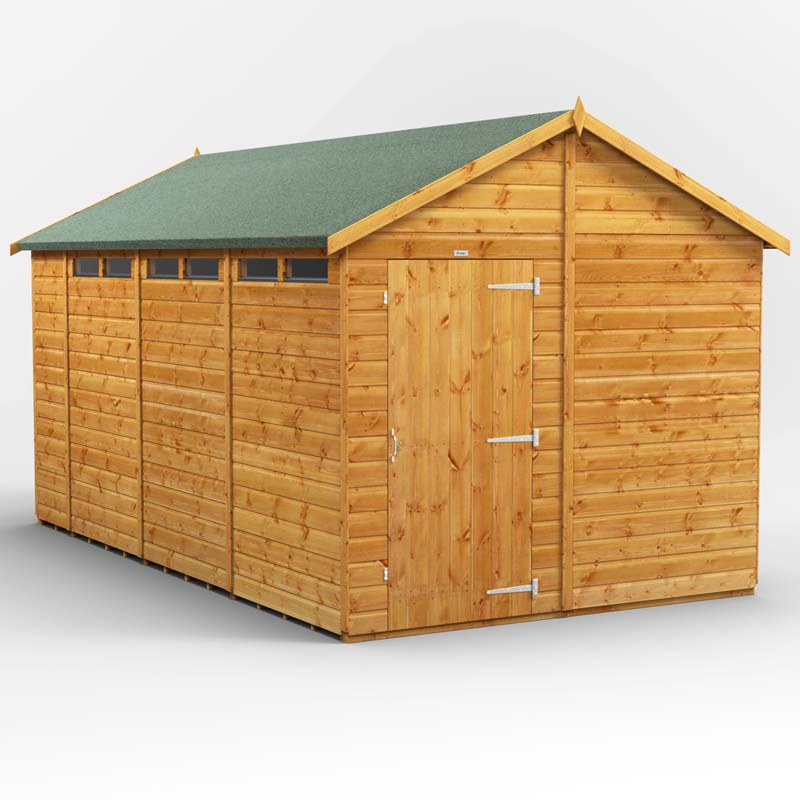 Power Apex Wooden Secure Shed 14x8