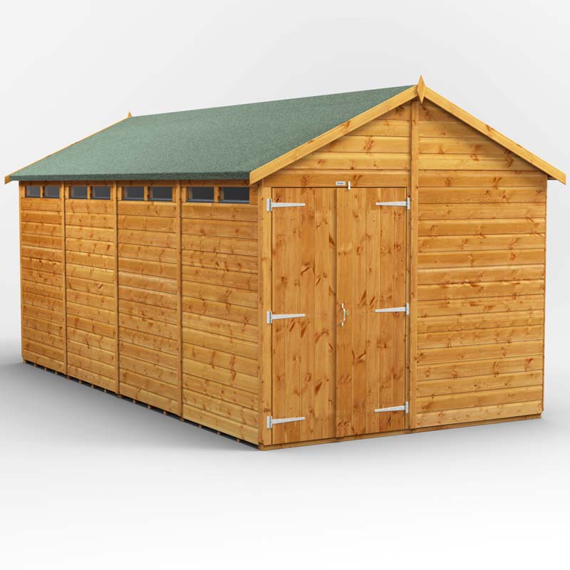 Power Apex Wooden Secure Shed 16x8