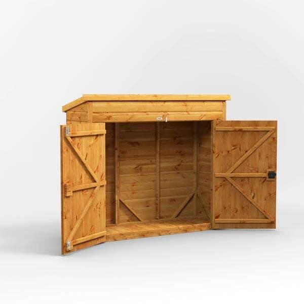 6x2 Power Wooden Bike Store - Pent Roof