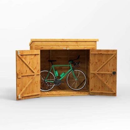 6x3 Power Wooden Bike Store - Pent Roof