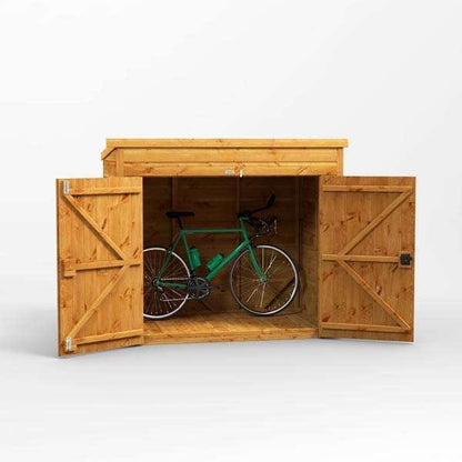 6x4 Power Wooden Bike Store - Pent Roof